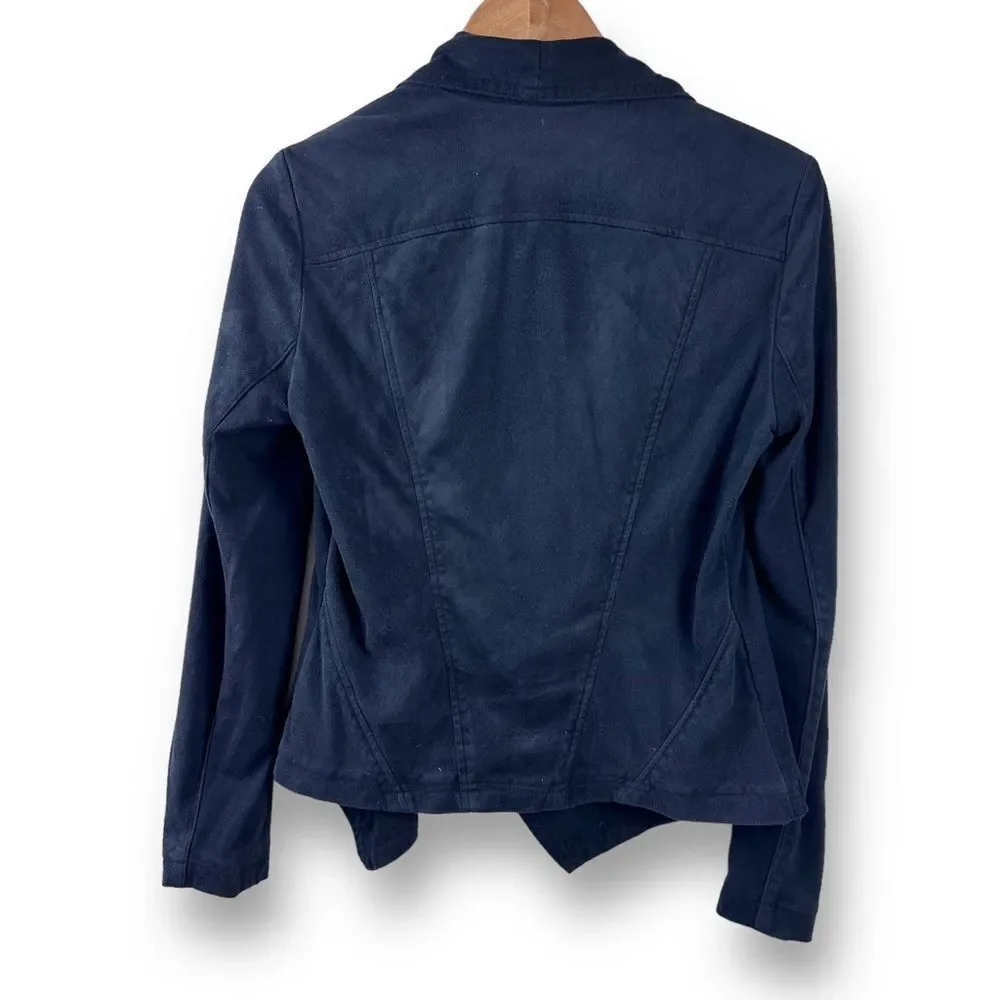 INC International Concepts Women's M Asymmetrical Draped‎ Moto Jacket Black Moto